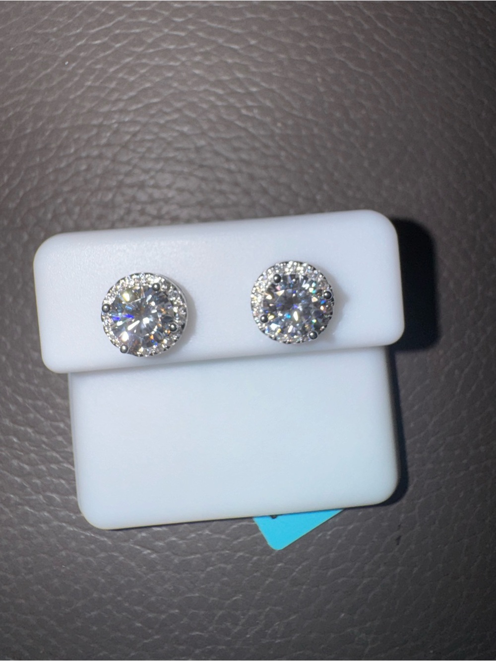 1.83 CTW Silver Halo Round genuine Moissanite studs set in 925 sterling silver